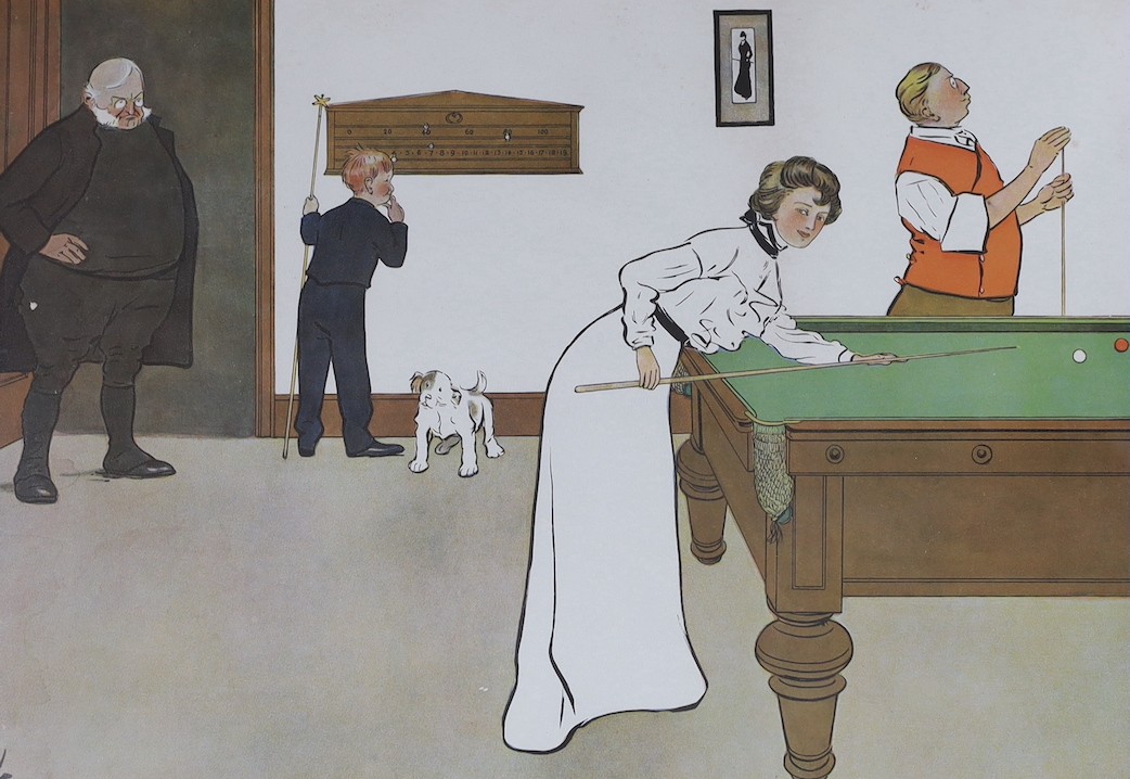 After Lance Thackeray, set of four prints, A Billiard Match, framed, 29 x 41cm